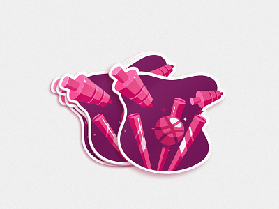 Clean bowled in love of CREATIVITY ❤️ cricket dribbble grid mule old pink pixel playoff shine sticker stumps