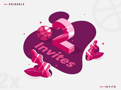 2x Dribbble Invites 2x design dribbble dribbbleball giveaway icon invitation invite pink presentation ui ux