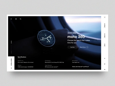 Watch - Landing Page creative design dribbble homepage landing page minimal mobile moto moto360 ui ui ux web wristband wristwatch