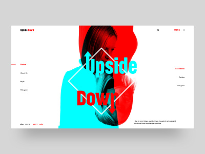 Upside Down - Minimal Landing Page blue color design double exposure down dribbble home page invite landing landing page light redo typography ui upside upside down ux web