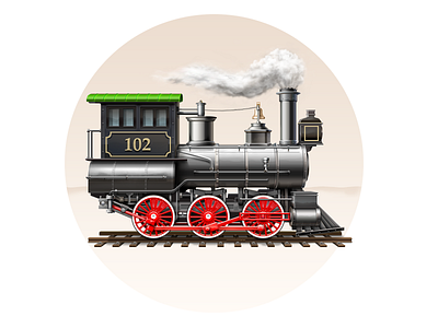 Locomotive design icon illustration locomotive mechanism metal photoshop railway realistic smoke steampunk train
