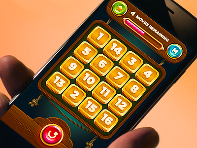 Puzzle Game Ui button casual game art game ui matching mobile puzzle ropes scramble slot vector wood ui