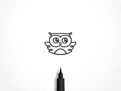 Owl At Night bird logo conception curly line cute style identity line art logo sketching metaphor moon owl at night tiny