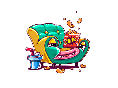 Lazy Sofa Sticker app stickers chips custom character design custom mascot design lazy sofa messenger stickers soda