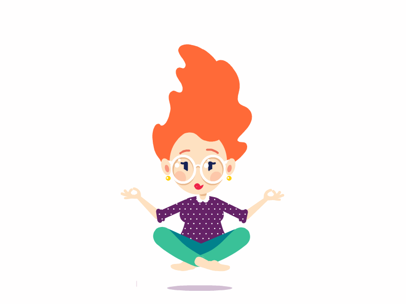 Yoga Girl dotted flat style illustration fluttering hair loop foxy hair health levitating girl loop animation meditation red hair sports superpower yoga