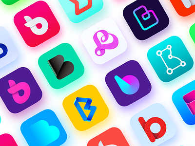 App Icon Options app icon b branding clean colorful custom flat icon glass gradient identity ios icon logotype
