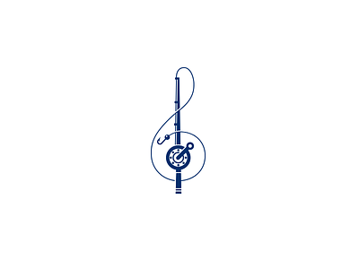Fish and Music composition fish fishing rod identity mark logo logotype mark music notes restaurant saloon treble clef