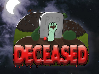 Deceased Logo (Draft) arm design drawing freehand graphic design graves gravestone graveyard illustration logo rip rose stone text tree vector zombie