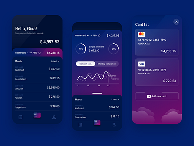 simple card app darkmode app card credit dark mode finance interface ui