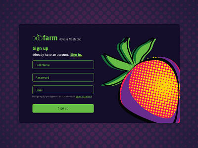 Daily UI #001 - Sign Up daily ui ui design graphic design signup strawberry. pop art ux