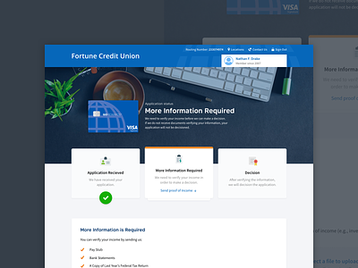 Application Status - Credit Card bank credit creditcards status ui uiux userinterface web