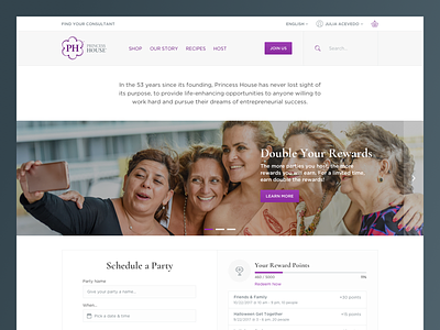 Princess House clean ecommerce gamify homepage hybris interface ui ux web webdesign