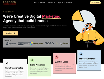 Creative Digital Agency Elementor Landing Page agency app branding creative design digital digital agency elementor graphic design illustration logo typography ui ux vector wordpress
