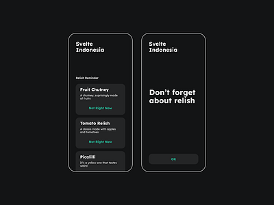 Relish Reminder app design typography ui ux