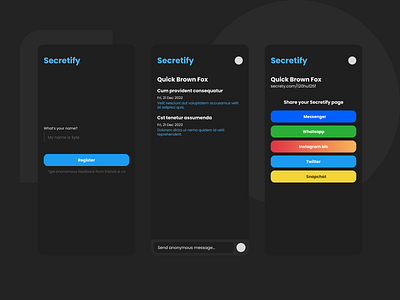 Secretify UI Design