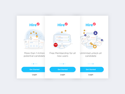 010 Hire Apps Concept Onboarding Mockup apps headhunter apps illustrations mobile apps onboarding