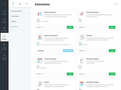 Extensions cards dashboard extensions icons plugin page ui