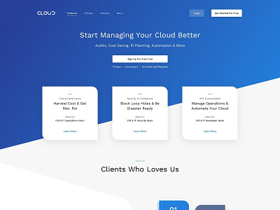 Cloud management cloud cloud development cloud management design homepage ui web website