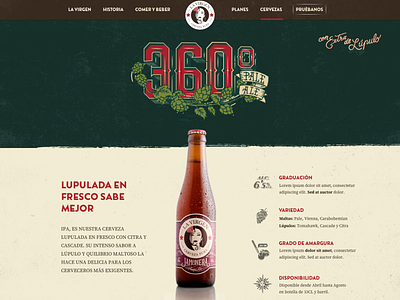 La Virgen Beer beer interface lavirgen webdesign