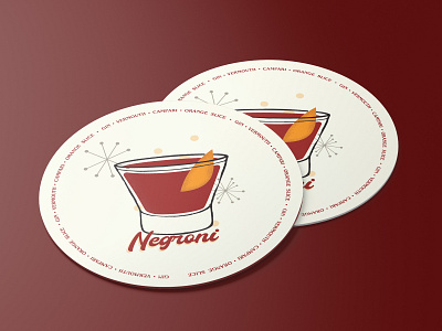 Negroni Coaster .ai .psd cocktail midcenturymodern negroni typography vector