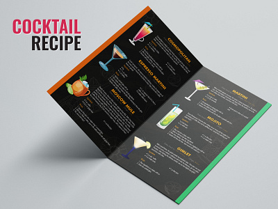 Bifold food and drink menus graphic design