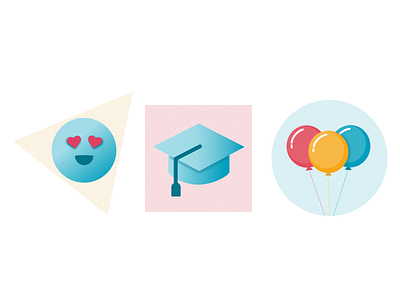 Illustration icons balloon emoji emoticon graduation hat icon icons illustration university