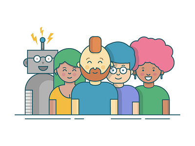 Join our team! illustration join robot team