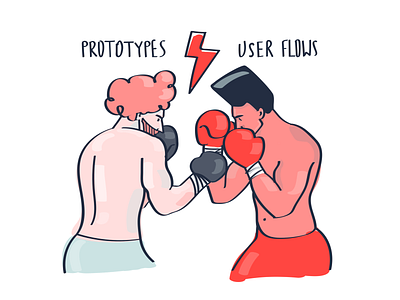 Prototypes VS User Flows boxing fight illustration prototype user flow winner