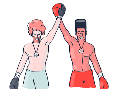 Friends boxing friends illustration winner