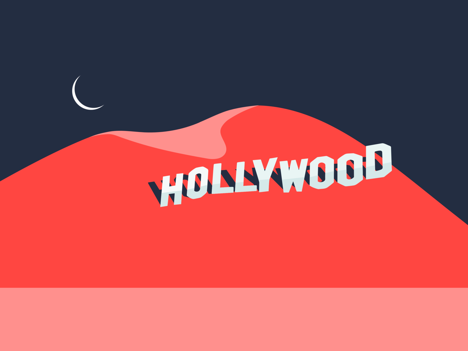 Hollywood Hills california colors flat hills hollywood illustration la los angeles