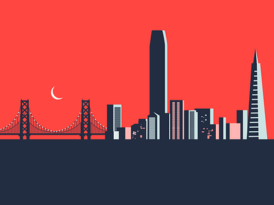 San Francisco 2d california city illustration landmarks meetup night overflow san francisco silhouettes skyline