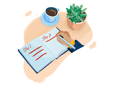 Tutorials book coffee hand drawn illustration plant steps story tutorial writing