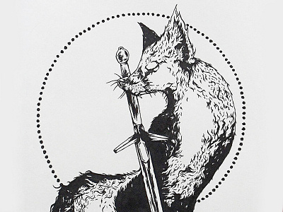 Kaenshin IV detailed fox fur illustration ink inking sword