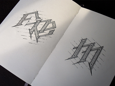 Initials gothic initials ink inkind lettering minimalistic ornamental simple sketch