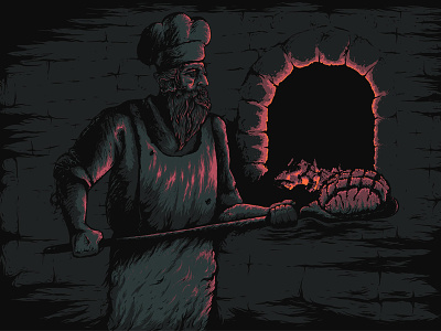 Warmth bread dark detailed digital food illustration ink