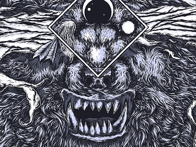 Beast Within bandage dark digital fur howl illustration ink roar wolf