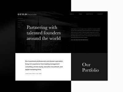 Guild Capital black building capital digital dribbble finance grids investment newyork portfolio serif ui usa ux website white