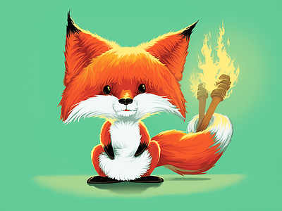 Fluffy Fox adorable cute digital fire fluffy fox light painting