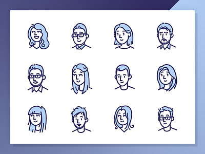 Our Team agency company icon illustration line people portrait team