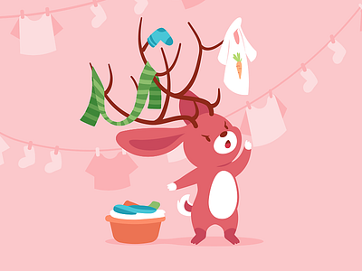 Secret Life of Jackalopes animal bunny clothes cute funny horns illustration jackalope laundry