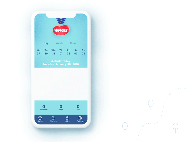 Huggies marathon. Statistic animation app applicaiton huggies statics