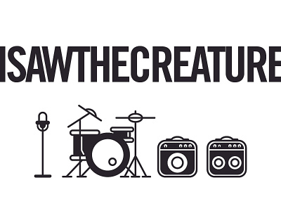 I Saw the Creature amp amplifier band black and white business card drums icon illustration instruments microphone music rock and roll