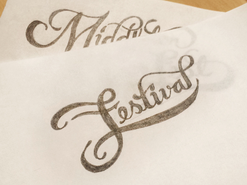 Festival Script typography lettering script type logo sketch pencil branding custom type hand drawn