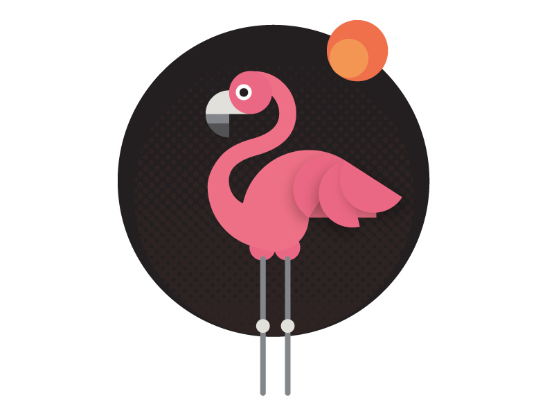 Pink Flamingo mark logo color tropical bird illustration geometry animal sun icon pink flamingo