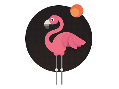Pink Flamingo animal bird color flamingo geometry icon illustration logo mark pink sun tropical