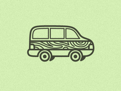 Wood Paneled Mini Van green icon illustration pattern wood