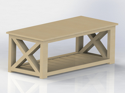 Farm Style Pine Coffee Table cad design furniture illustration product design rendering