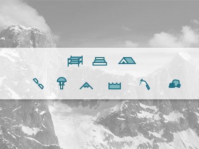 Climbcation Icons adventure branding camping climbing icon icons lodging mountains nature outline