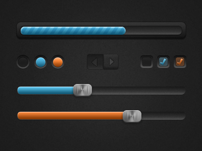 Sliders and Buttons black check dark grey gui interface loading radio sliders ui user interface