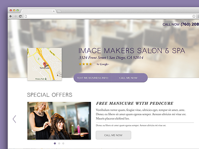 Salon Template call to action clean cta lander landing page map purple salon template ui web design